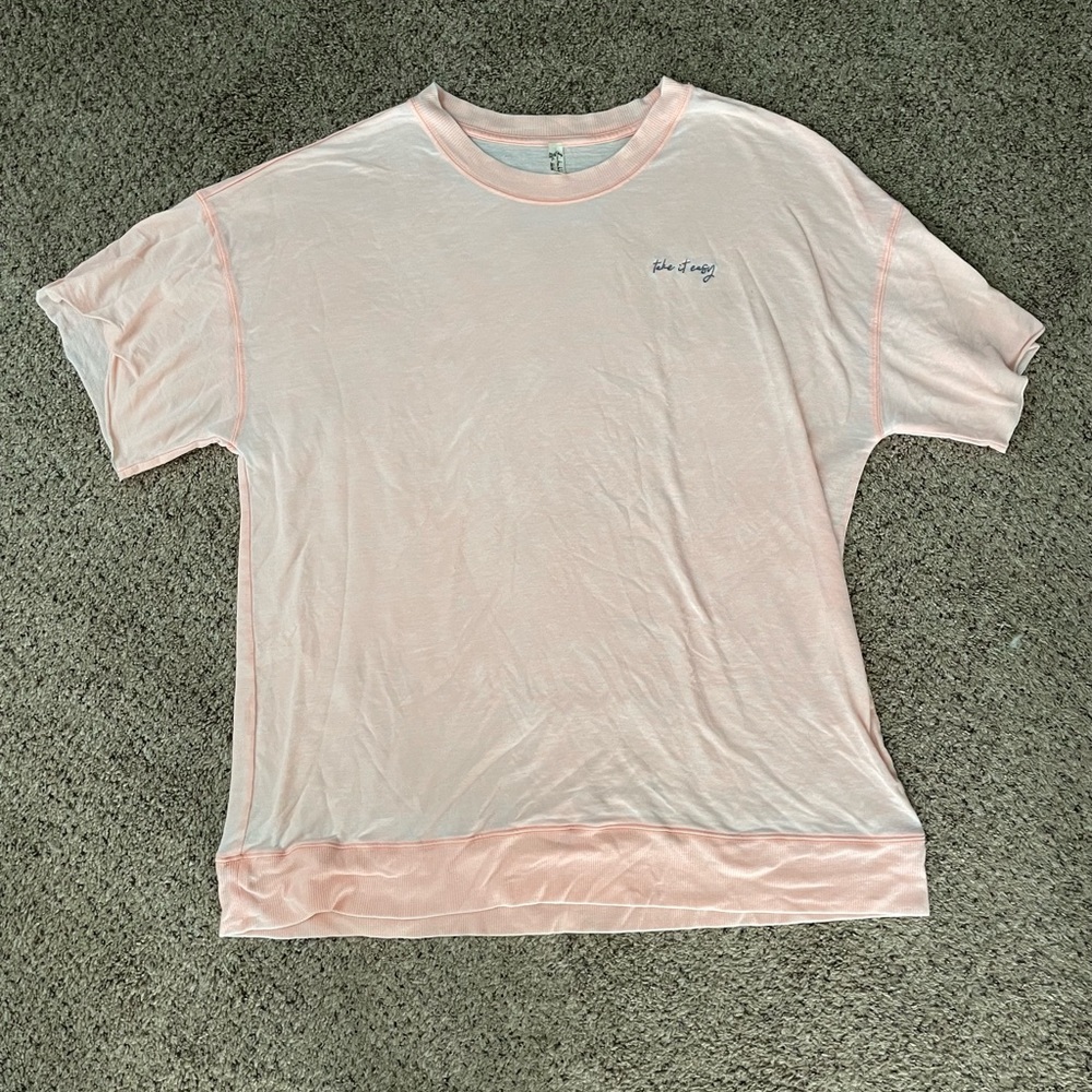 Free People Cozy Cool Girl Lounge T-Shirt, Pink, XS.